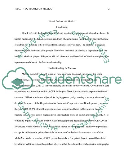 Health Standing for Mexico