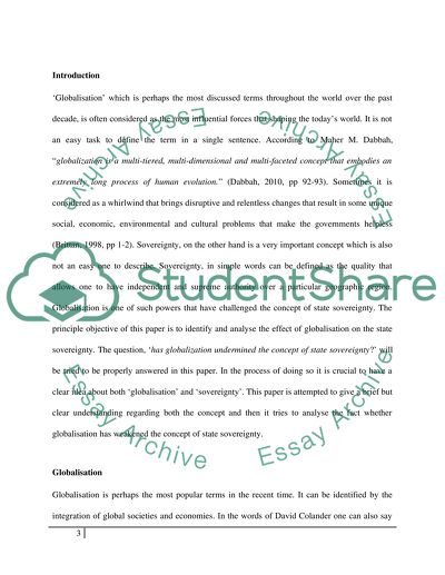 Has Globalization Undermined the Concept of State Sovereignty