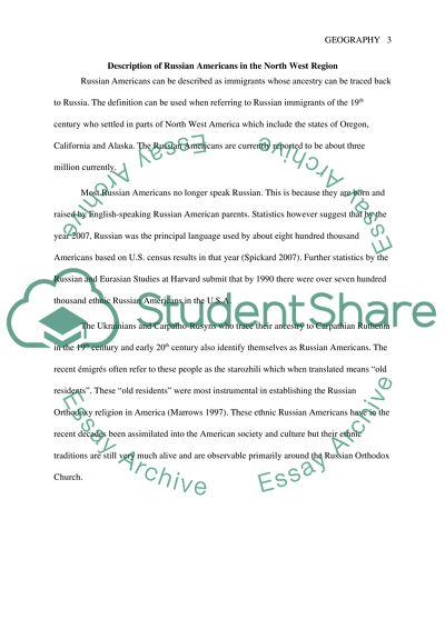 Description of Russian Americans in the North West Region