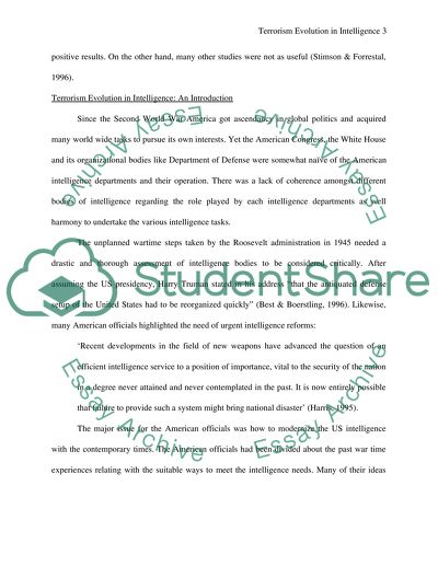 Terrorism Evolution in Intelligence