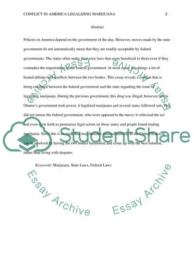 Conflict in America Legalizing Marijuana