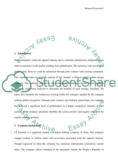 The Balanced Scorecard - IT Limited