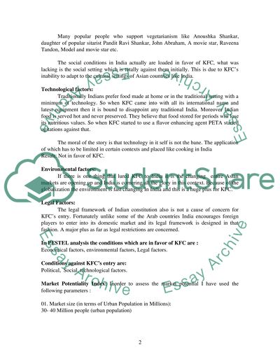 Assessing International Business Opportunities and Risk with reference to KFCs operations in India