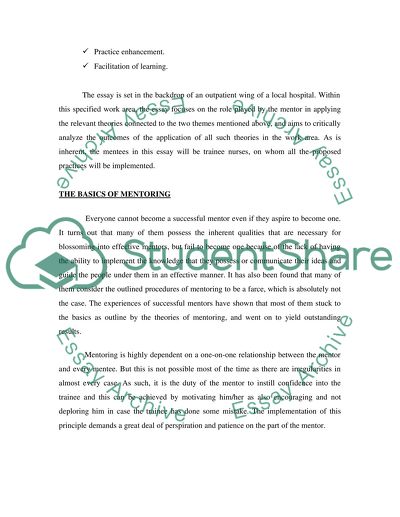 Practice Enhancement role of the Mentor on the facilitation of learning in your current place of work