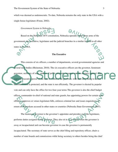 The Government System of the State of Nebraska