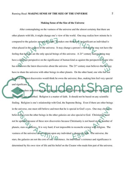 Making Sense of the Size of the Universe