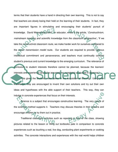 Science Activities in the Constructivist Learning Approach