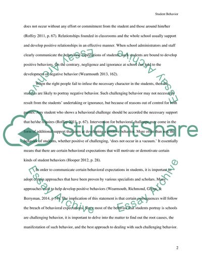 Student Behavior in Schools