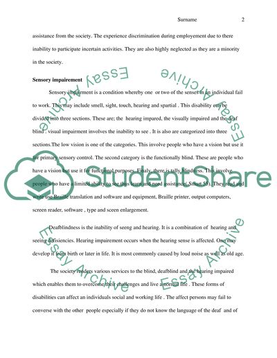 Disability and its impact on the individdual and Society