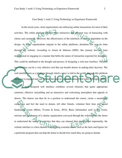 CIS 375 Case Study 1 week 3: Using Technology as Experience Framework