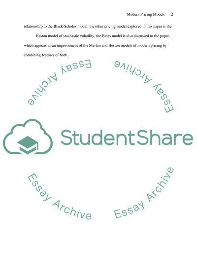 Modern pricing models