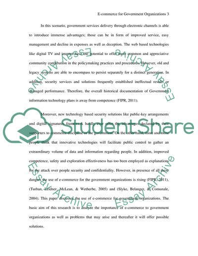 E-Commerce for Government Organizations