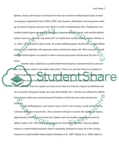 Youth and Interschool Sport Injuries