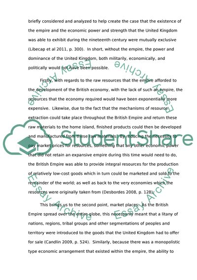 The Imperial Role of the Nineteenth Century British Economy