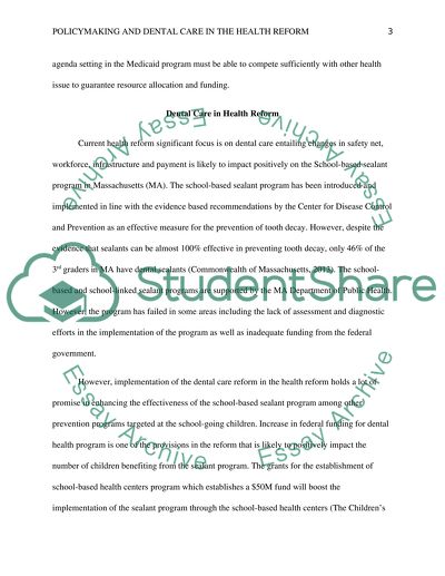 Policymaking and Dental Care in the Health Reform