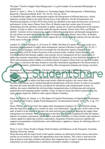 Trends in Supply Chain Management