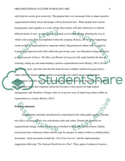 Organizational Culture in Health Care