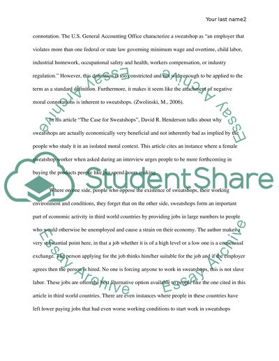 Sweatshop essay