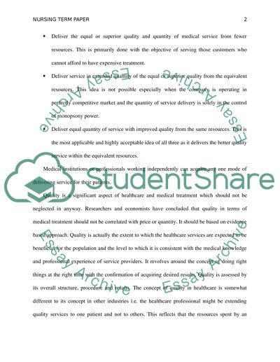 Trade-off Between Quanity/Quality/Cost In Health Care Delivery