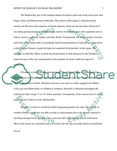 Effect of Geology on Road Transport