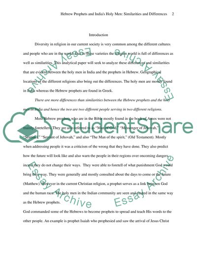 Hebrew Prophets and Indias Holy Men: Similarities and Differences
