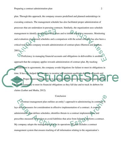 Preparing a contract administration plan