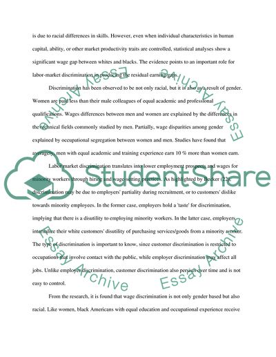 Wage Discrimination in the US Labor Market