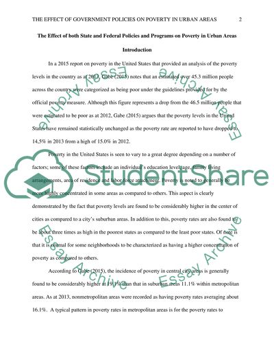 The Effect of Policies Programs on Poverty in Urban Areas