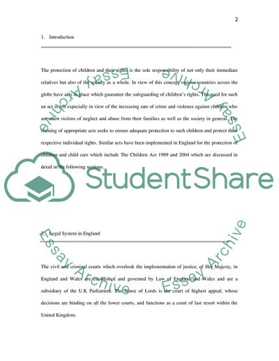 Legal Context of Social Work - Childen Acts 1989 and 2004