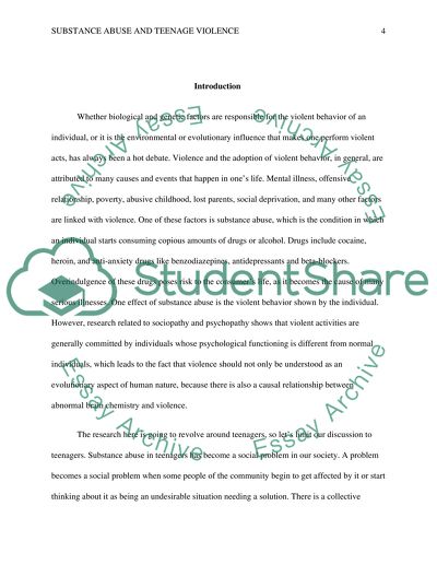 Substance Abuse and Teenage Violence