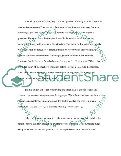 Noun Phrases in Creole Linguistics