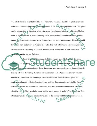 Adult Aging and Development Media Log