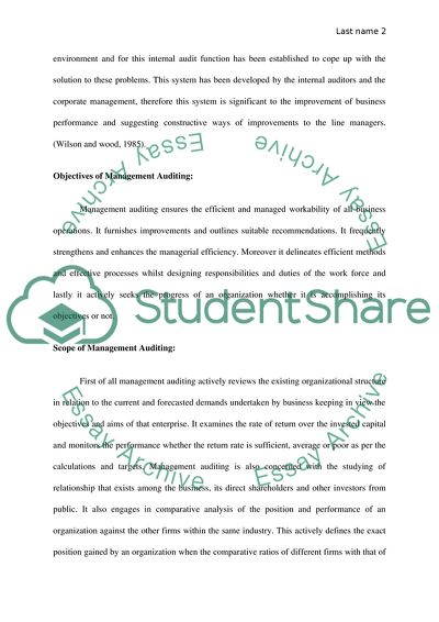 Objectives of Management Auditing