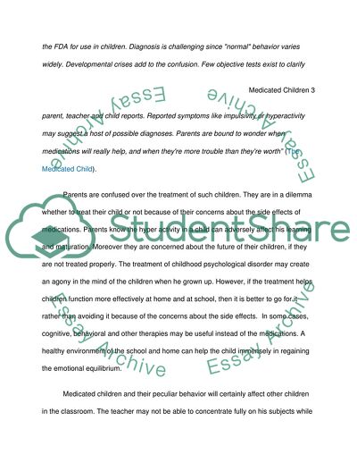 Medicated Children and their Education