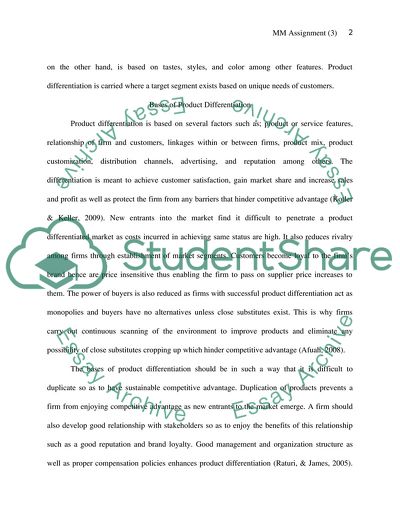 Product or Service Differentiation