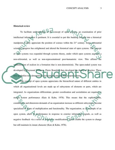 Concept Analysis on the Concept of Open System