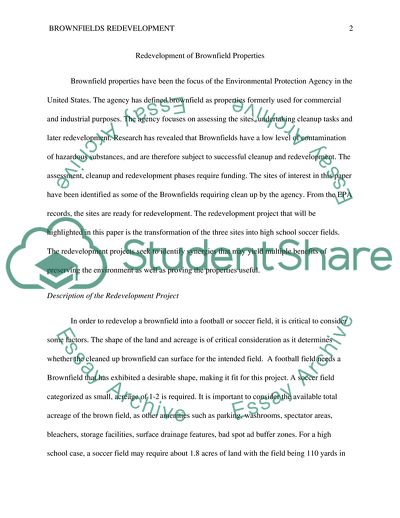 Redevelopment of Brownfield Properties