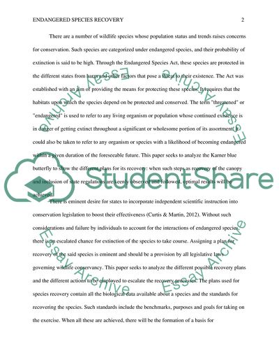 Endangered Species Recovery Plans