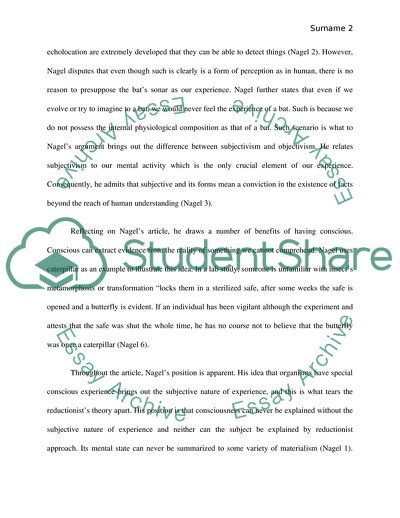 Thomas Nagel and Aristotles Account of the Mind-body Problem