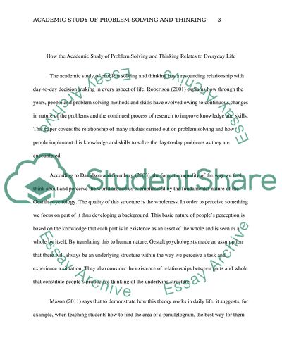 How the Academic Study of Problem Solving and Thinking Relates to Everyday Life