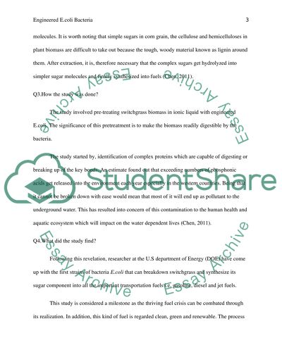 E. Coli Bacteria Engineered to Eat Switchgrass and Make Transportation Fuels
