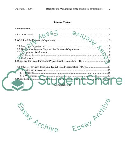 Strengths and Weaknesses of the Functional Organisation in Cops