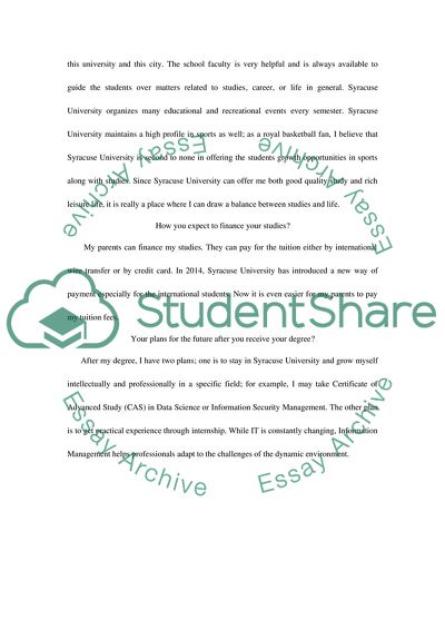 Masters of Science in Information Management at Syracuse University