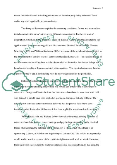 The Use of Conventional Deterrence by Analyzing the Arguments of Different Scholars