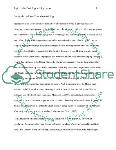 Urban Sociology and Segregation