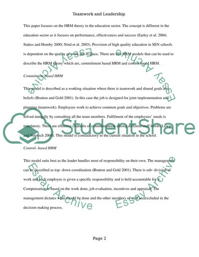 Teamwork and Leadership