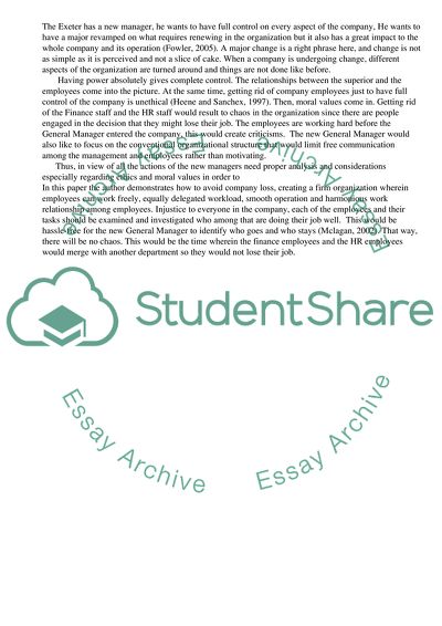 The Exeter Storys Organizational Structure