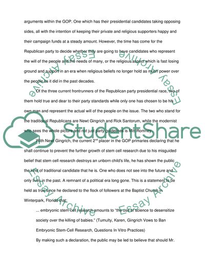 The Republican Presidential Candidates Stand on Stem Cell Research