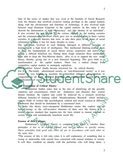 The Influence of the Frankfurt School