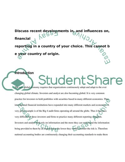 Recent Developments in Financial Reporting of Canada